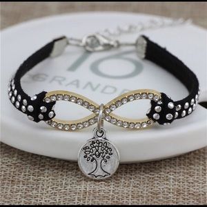 Black Studded Infinity Tree of Life Bracelet